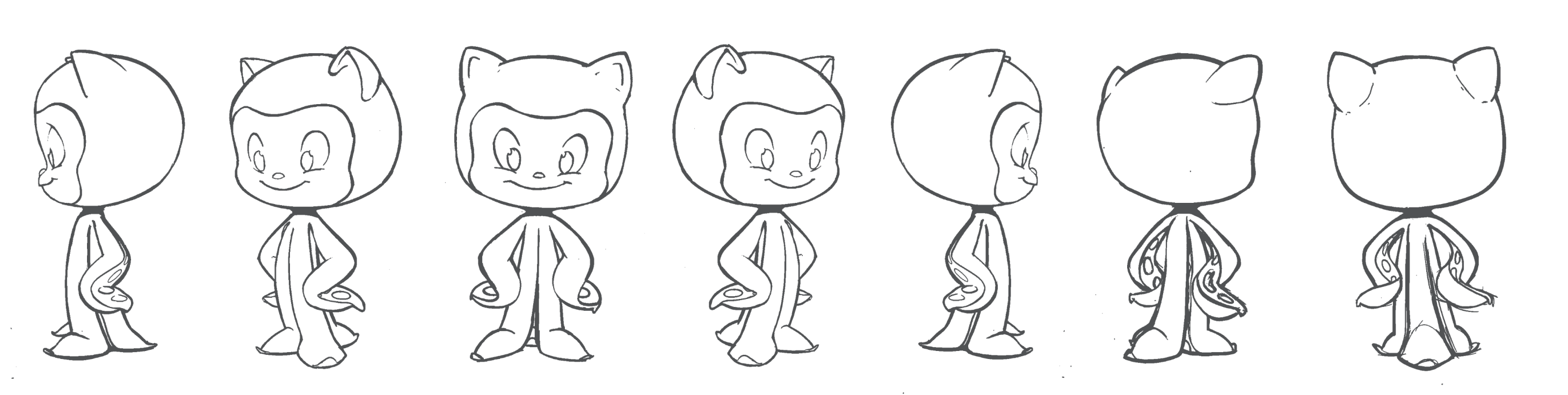 A series of sketches of Mona from different angles
